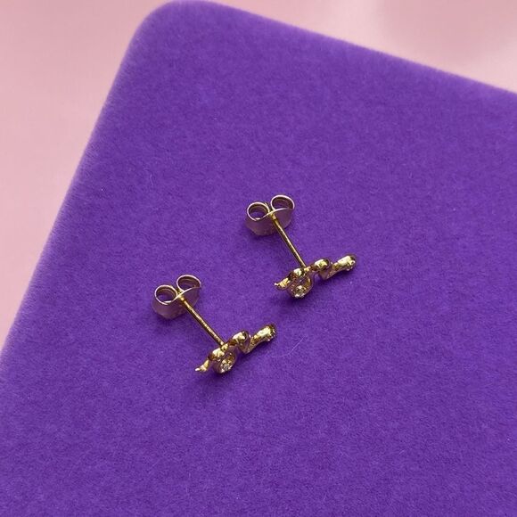 💛 New Yellow Gold Vermeil Crystal Snake Earrings - Picture 4 of 5